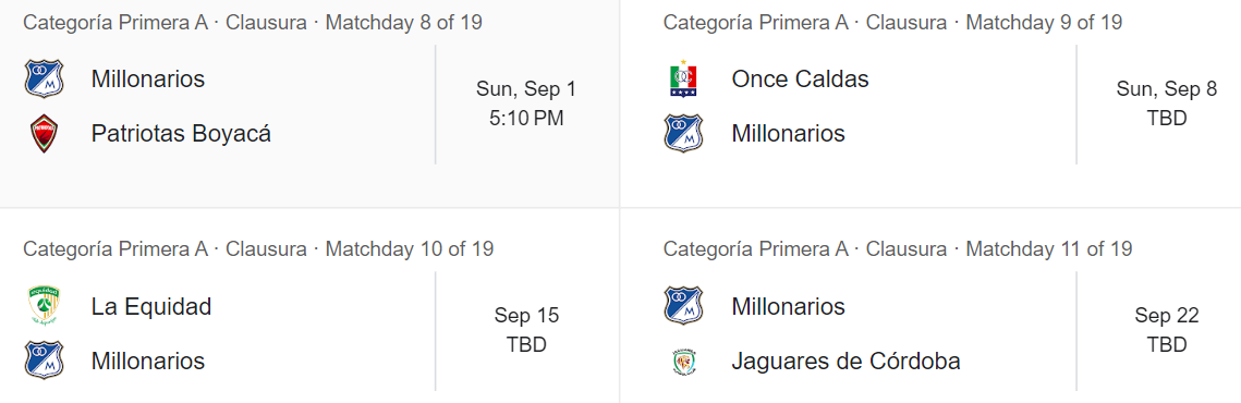 fechas millonarios