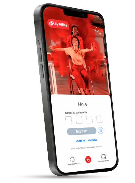 Ingreso a AV Villas APP desde un teléfono móvil